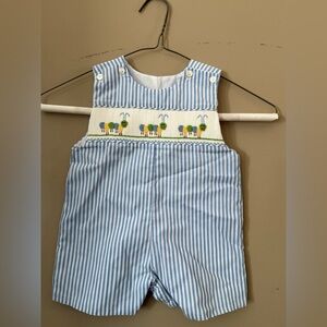Boy’s Claire and Charlie Blue and White Striped Romper